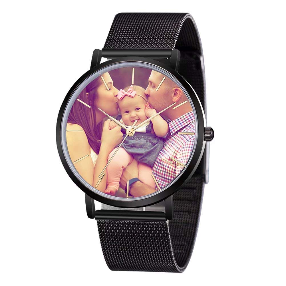 Personalized Customized Wooden Watch with Photo Or Message Double-Side Engraving for Personalized Gift