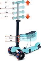 NUKied 3 Kerekű Gyerek Roller Levehető Üléssel - Állítható Magasságú Világító Kerekekkel, 2-10 Éves Korig, 50 kg Teherbírással, Zöld 4