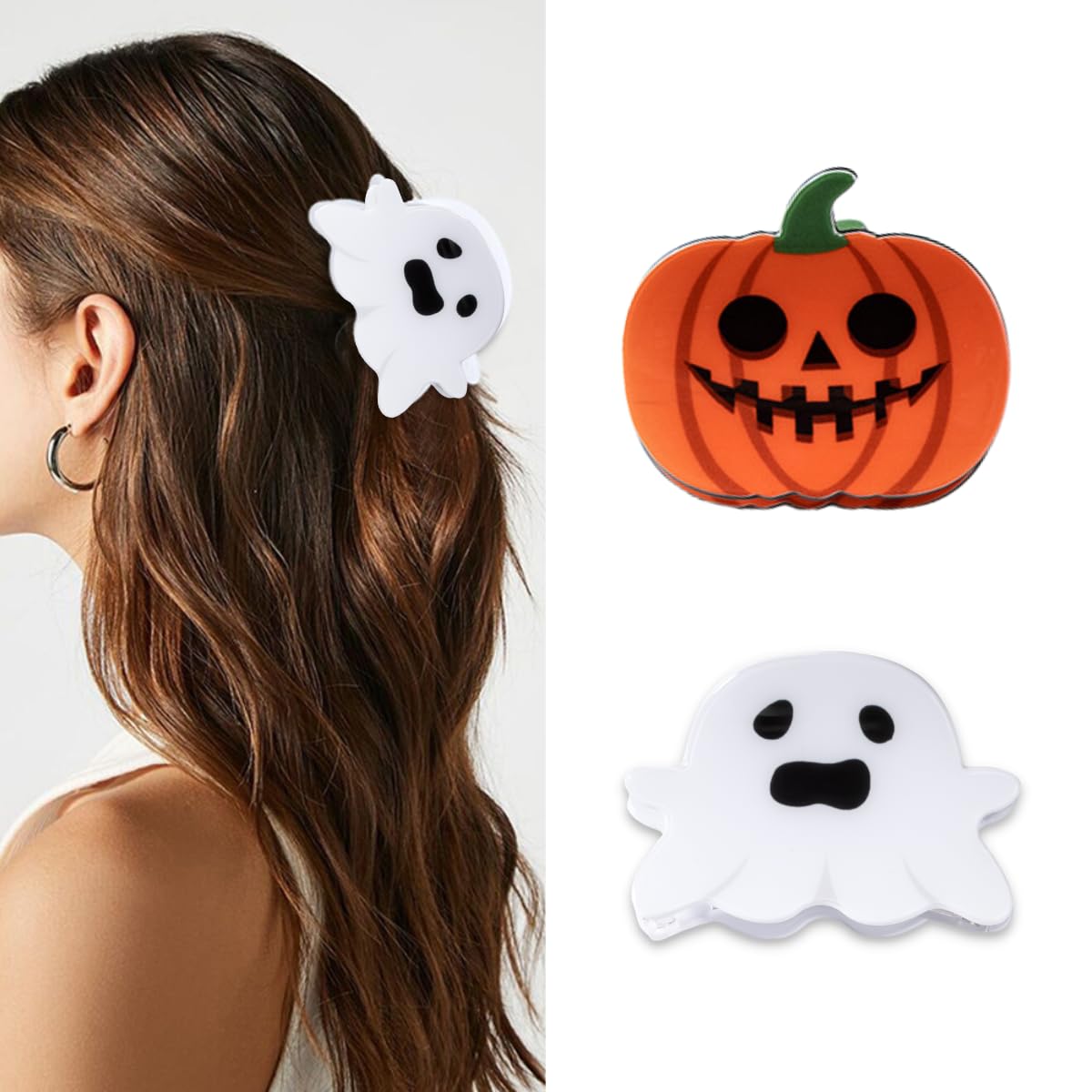 Amazon.com : Halloween Pumpkin Shaped Claw Hair Clips (2Pcs  display picture 1