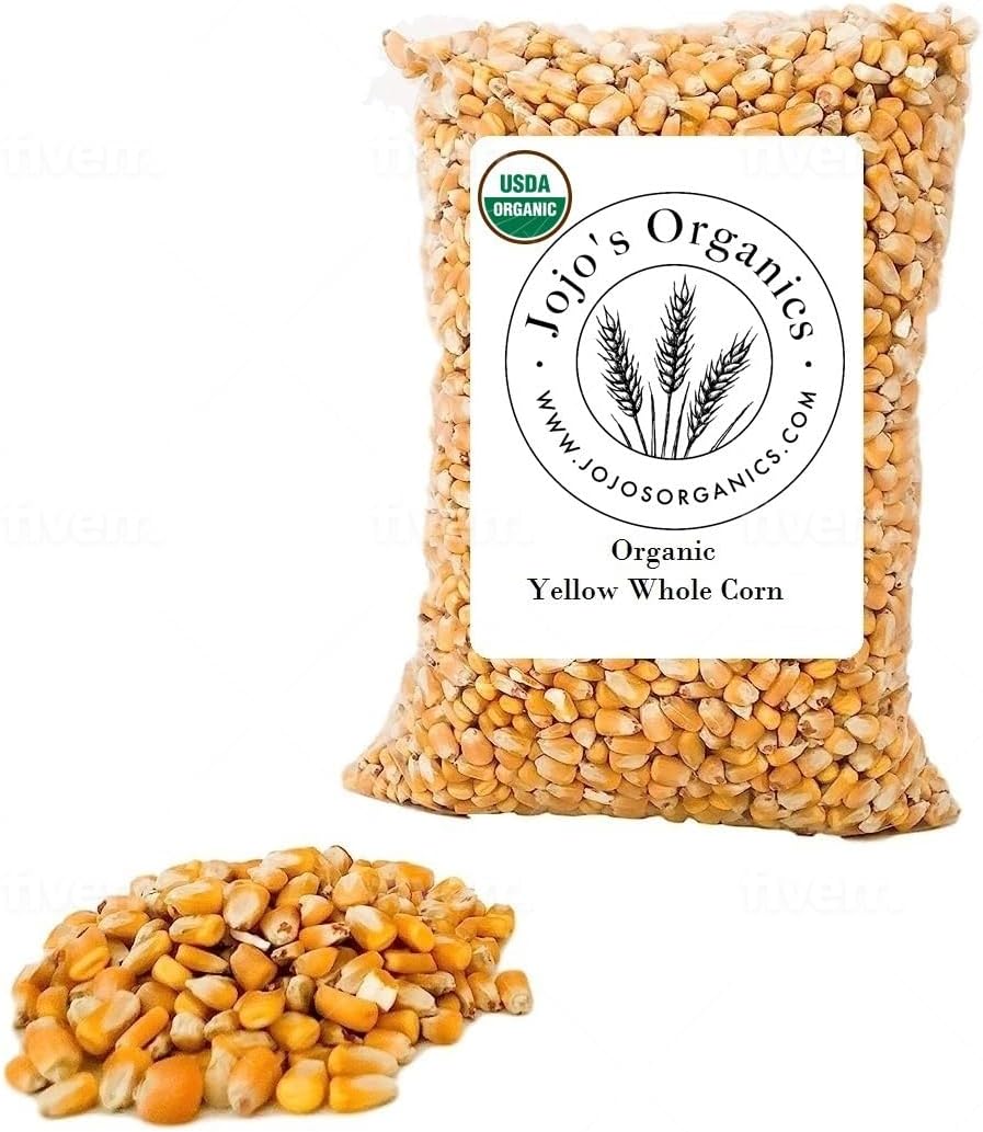 Jojo's Organics Certified Organic Yellow Whole Corn | Corn Maize Bulk Grains 5 lbs Great for Tamale Masa Tortillas Muffins Chowder 100% Product of USA