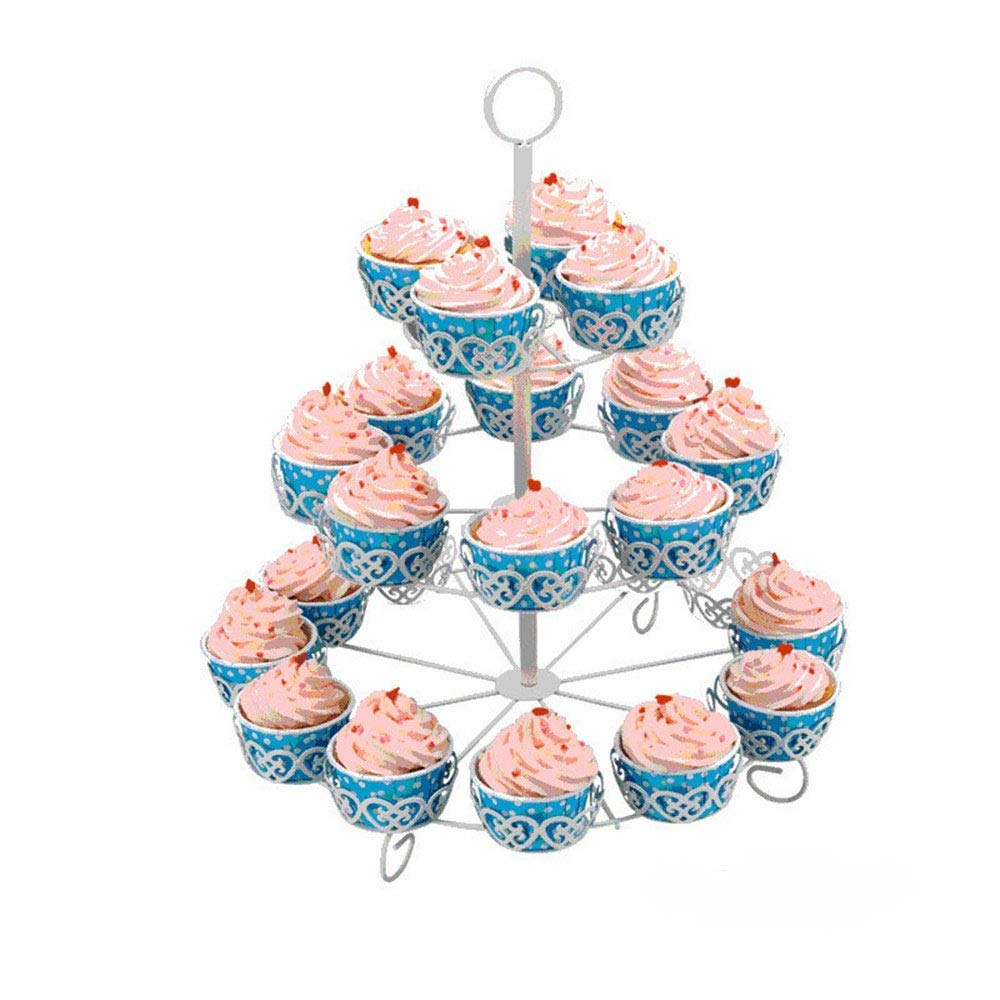 Supporto per Torta Nuziale, espositore a Torre per Torte, Confezione da 2 Pezzi, per Cupcake Appena sfornati, per Torte, Frutta e Dessert (Bianco a 3 Livelli)