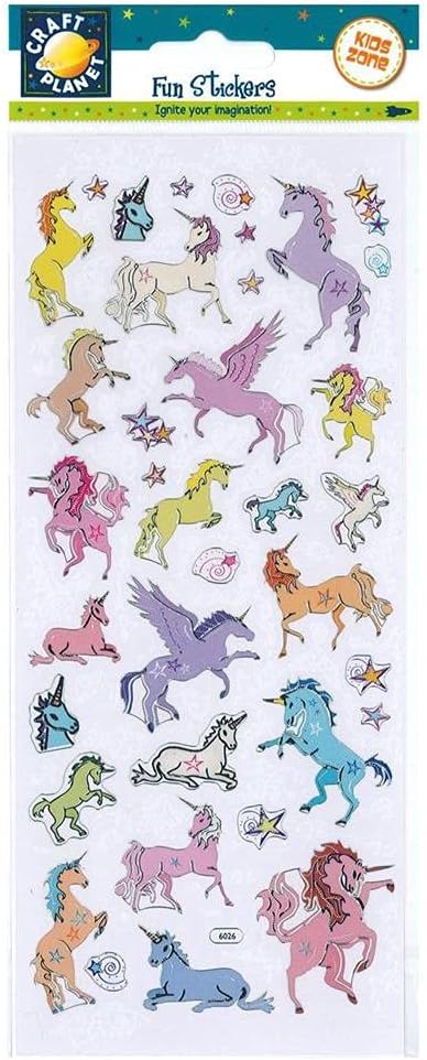 Craft Planet Fun Stickers, Unicorn, for Young Crafters, Posters, Card Making, Scrapbooking, Party Bag Fillers, Books, Reward Charts, Invites, Crafts Supplies