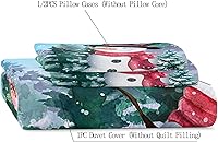 Vista 5 de LUVIVIHOME 3 piezas lindo muñeco de nieve funda de edredón cama Queen, ropa de cama para adolescentes niños y niñas, funda de edredón de árbol
