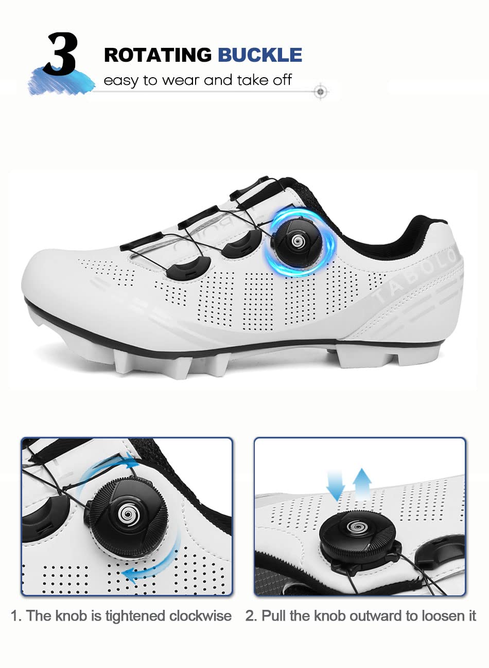 Herren MTB-Radschuhe Mountainbike-Schuhe Atmungsaktive Outdoor-Radschuhe Kompatibel Mit SPD-Stollen(43, White)