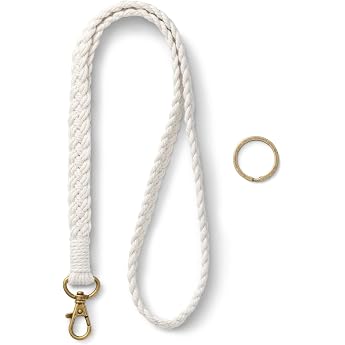 Aoksunova Lanyard White Key Ring Long for Hanging