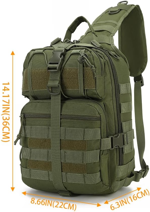 Tactical Sling Bag Backpackfor Men, Military Rover Shoulder Pack, EDC Molle Assault Range Bag (Green) - Image 2