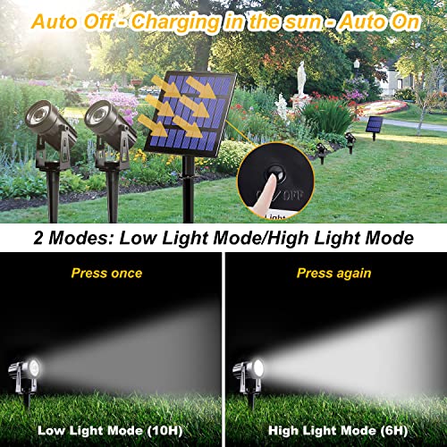 CORESLUX Gartenleuchten Solar, 2 Stück Solarstrahler Solarlampen für garten, Led Gartenbeleuchtung IP65 Wasserdicht, Solarstrahler für Außen 2 Helligkeitsmodi Bäume, Hof, Gartenweg(6000K)