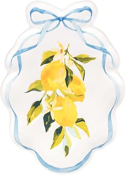 10 Strawberry Street Amalfi Lemon Ribbon Oval Platter, 14" x 10"