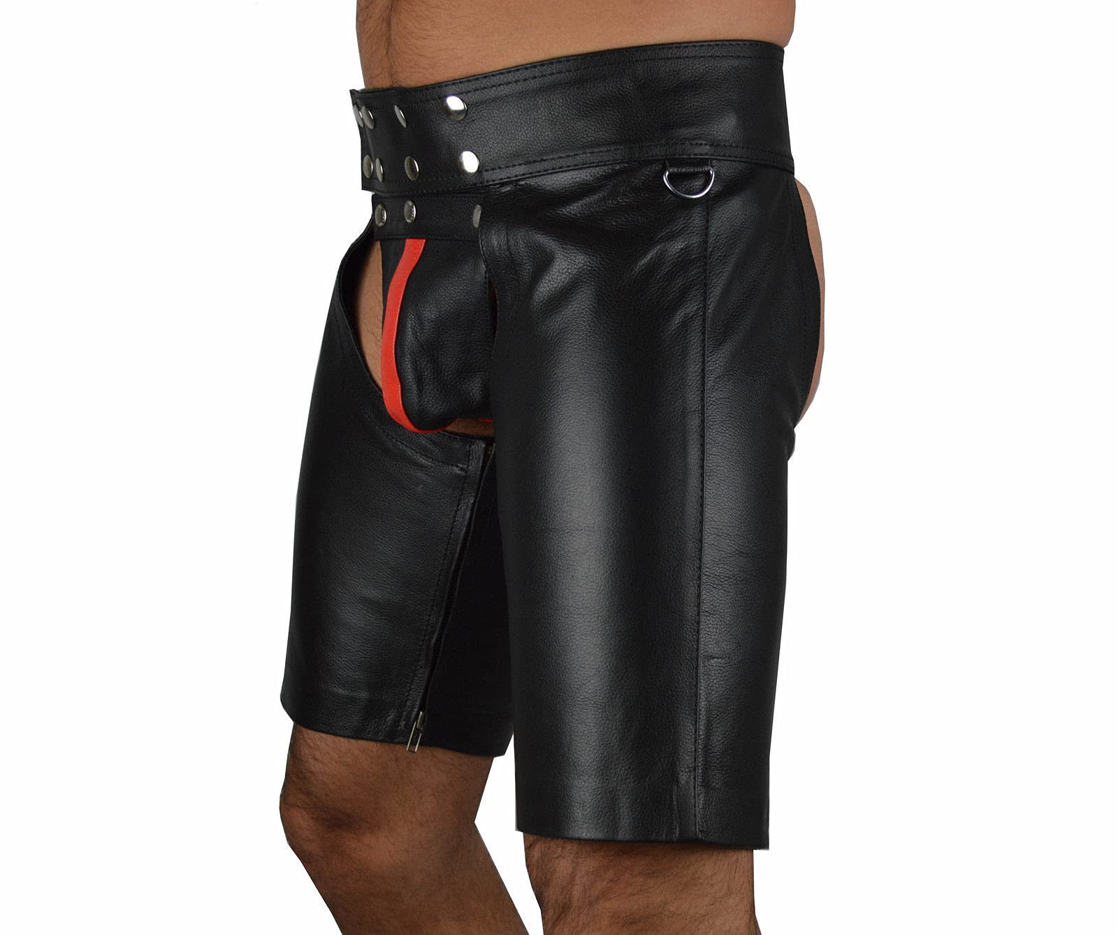 Hombres Sexy PU Leggins Cuero Pantalones Cortos Ajustados Trasero Expuesto Látex pantalón Lencería