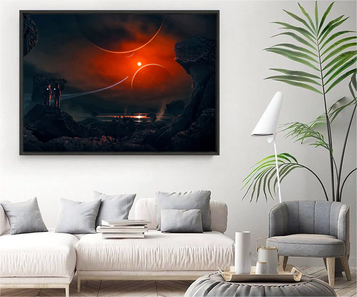 Xtreme Skins Black Floater Framed Canvas - Wall Decor for Living Room, Bedroom, Office, Hotels, Drawing Room (34x22 Inch) - Trappist Explorer