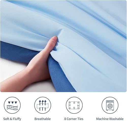 Miniatura 5 de Juego de edredón tamaño Queen, edredones de tamaño Queen adecuados para todas las estaciones, juegos de edredón suave de 3 piezas, 1 edredón (88 x