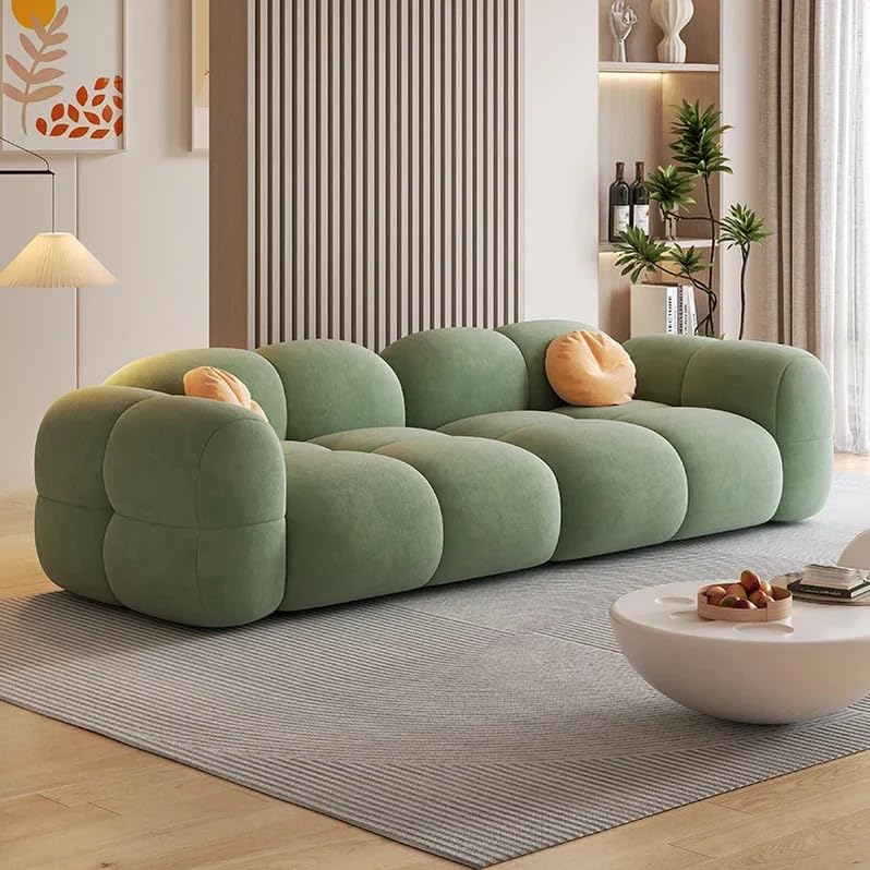 Image of LEGACY OF COMFORT Prith Velvet Cloud Sofa - Premium Cushioned Comfort | Brand-Registered Design | 3 Seater Sofa for Living Room (Green)