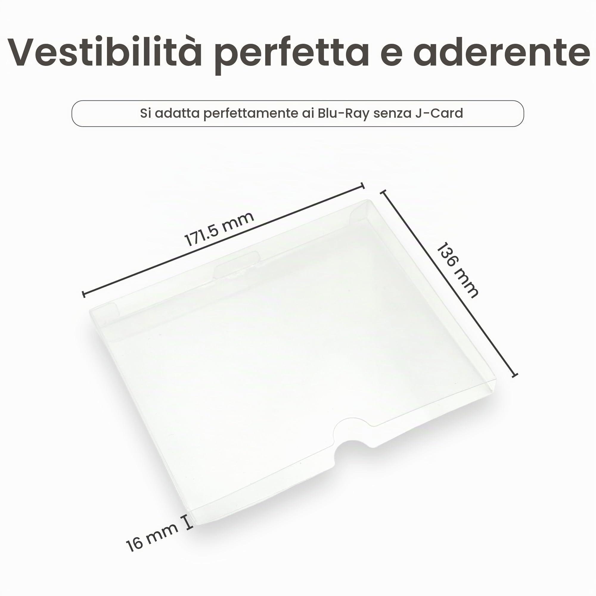 Blu-Ray Steelbook Protector Slipcover 0,35 mm in PET trasparente su misura per dorso visibile senza J-Card, confezione da 10