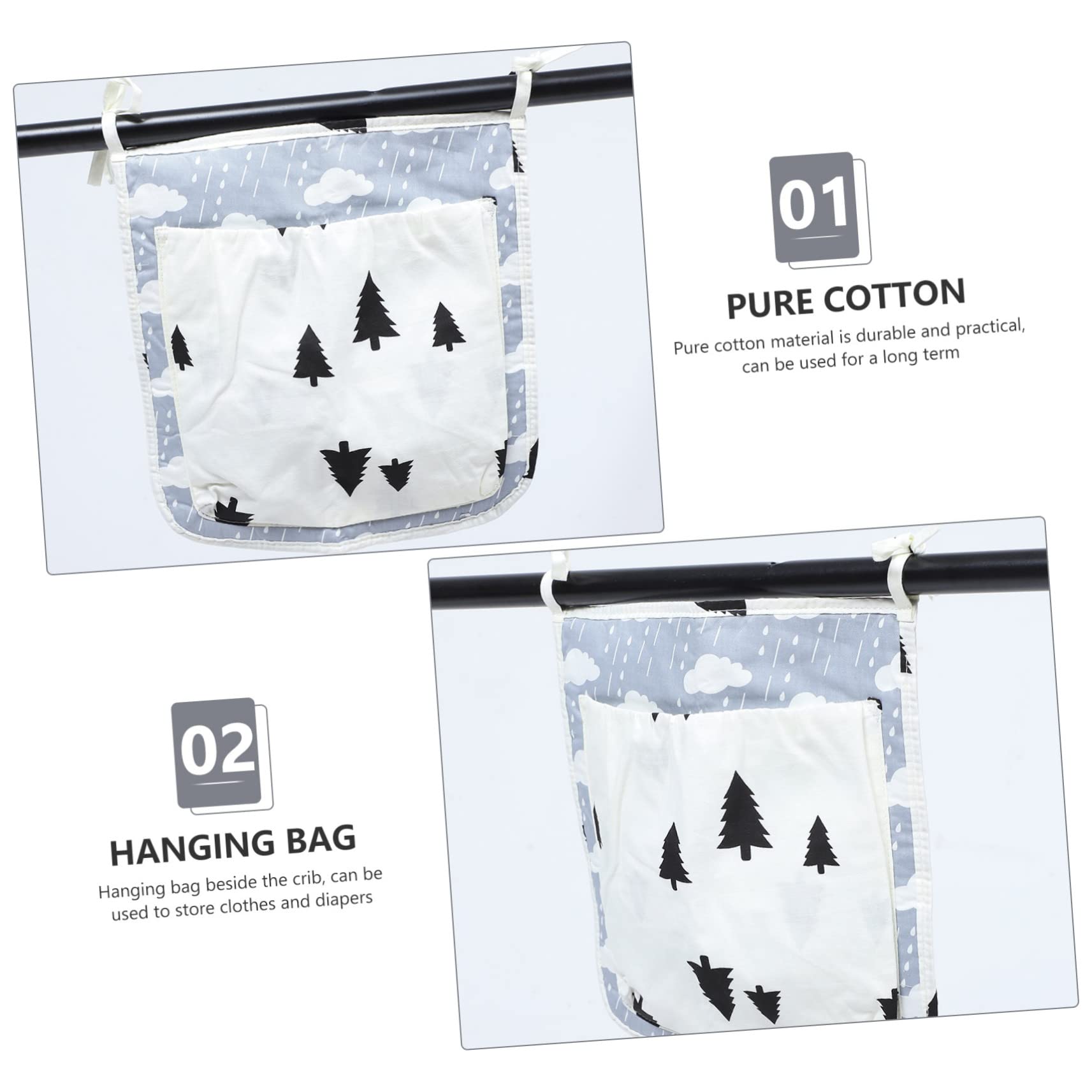 IWOWHERO Multi-functional Storage Bag for Baby Stroller Cotton Hanging Pouch Easy to Store and Clean