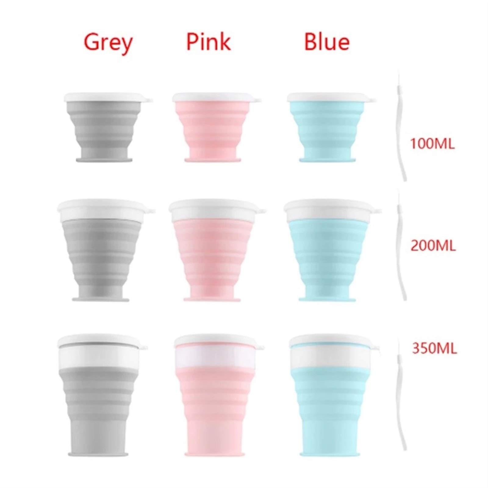 MRKU Gobelet Pliable en Silicone pour Voyage, extérieur, Portable, résistant aux Hautes températures, Mini gobelet pour Bain de Bouche, rétractable, Peut contenir de l'eau bouillante