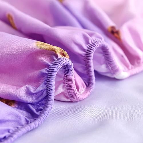 Miniatura 3 de qjmiaofang Juego de sábanas de unicornio tamaño individual, juego de sábanas bajeras de unicornio rosa de 2 piezas para niños y niñas, juego de