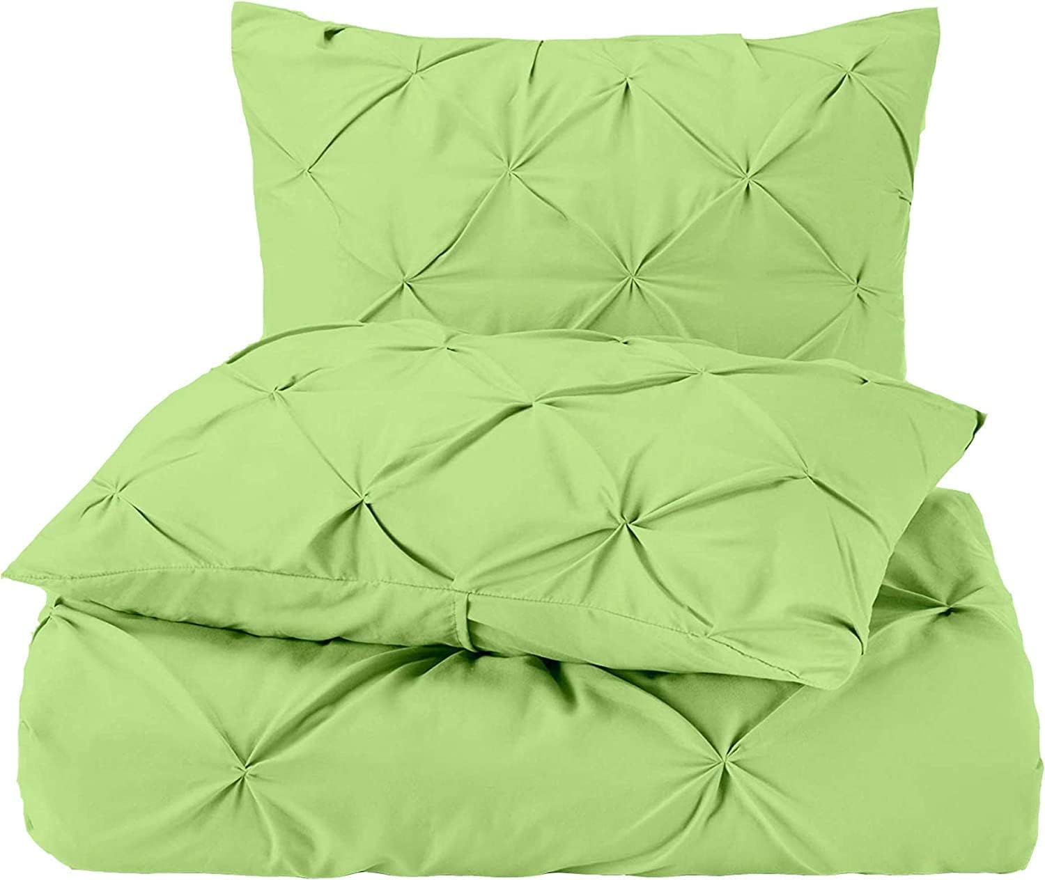 Bedding Begs 3 Pc Rajai Cover, Quilt Cover, Blanket Cover Set - Pinch Pleated Duvet Cover with Zipper Closure - 400 Thread Count 100% Egyptian Cotton, Sage Solid- Double Size