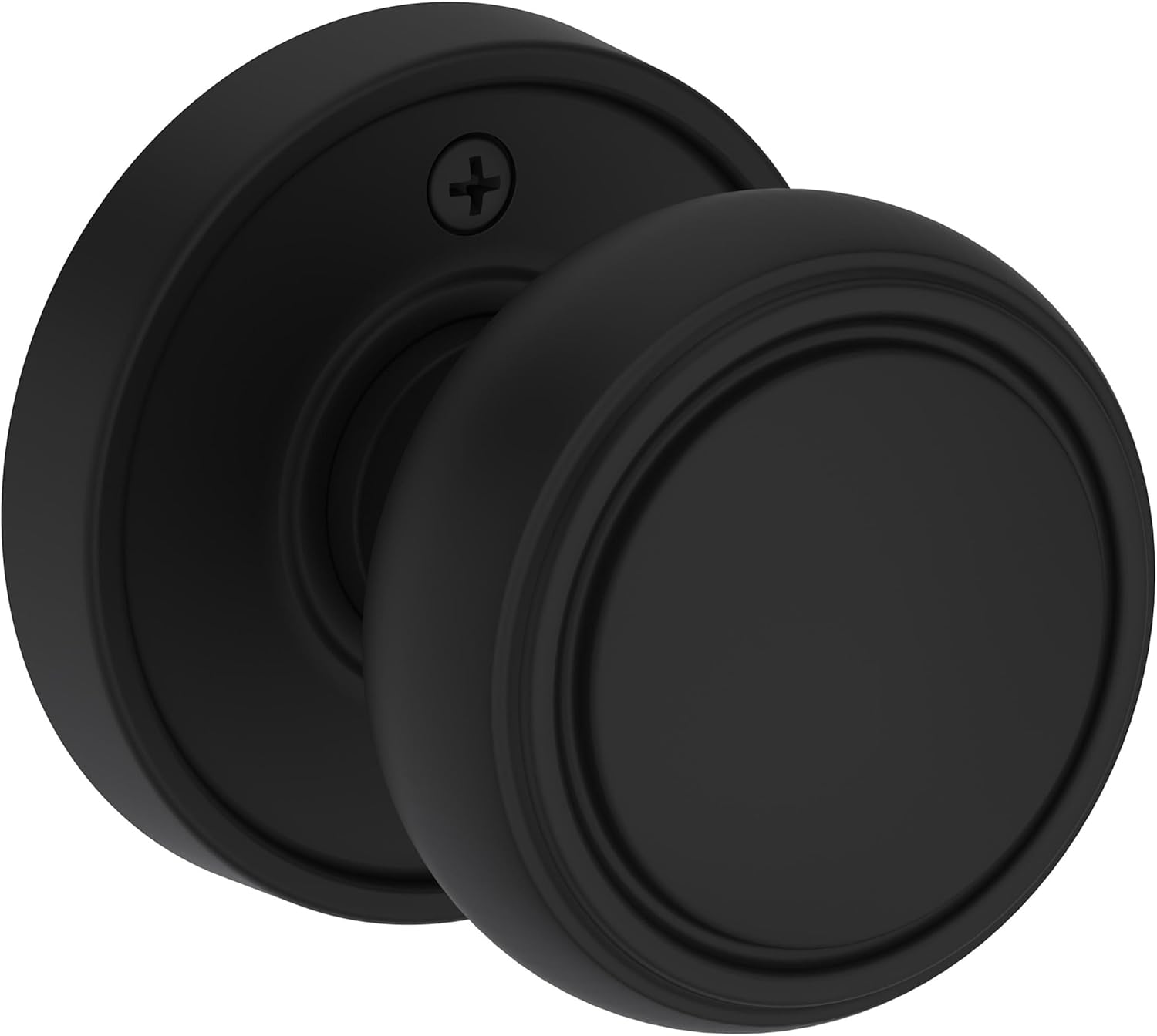 Baldwin PS.BRE.RRR Bremerton Passage Door Knob Set with Recessed Round Rose from the Reserve Collection - Lifetime Satin Brass