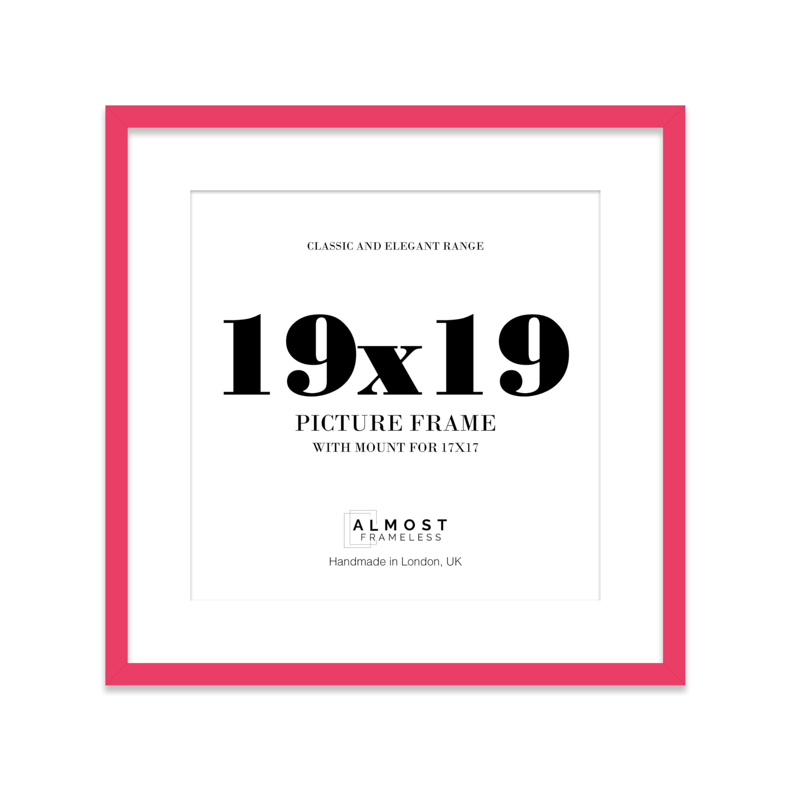 19x19 Bright Pink Picture Frame with Mount for 17x17 Photos, Prints - Modern Square Wall Frame, 1 Pack