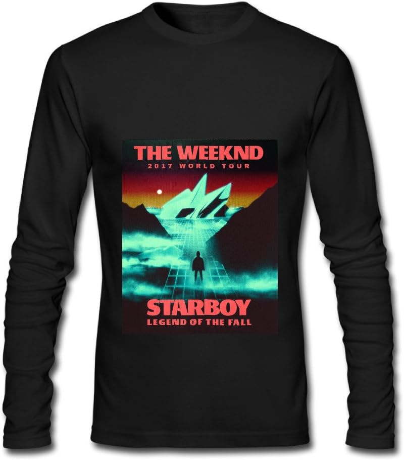 JKDRTW The Weeknd World Tour 2017 Starboy Legend of The Fall Long Sleeve T-Shirts for Men Black