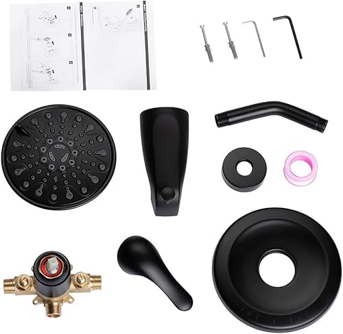 Miniatura 6 de JAKARDA Kit de molduras para bañera y ducha con cabezal de ducha de 6 pulverizadores, juego de grifo de ducha cUPC incluye (negro mate)