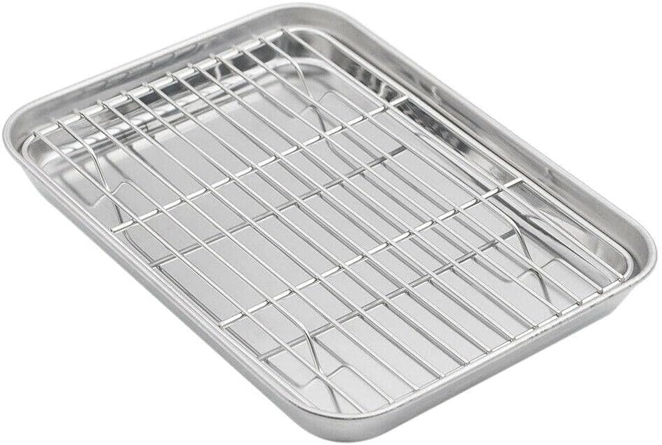 LKOP Baking Sheet with Rack Set, Stainless Steel Cookie Sheet and Cooling Rack Daug Bakeware sets Cookie sheets for baking Sheet pan Baking tray Baking accessories