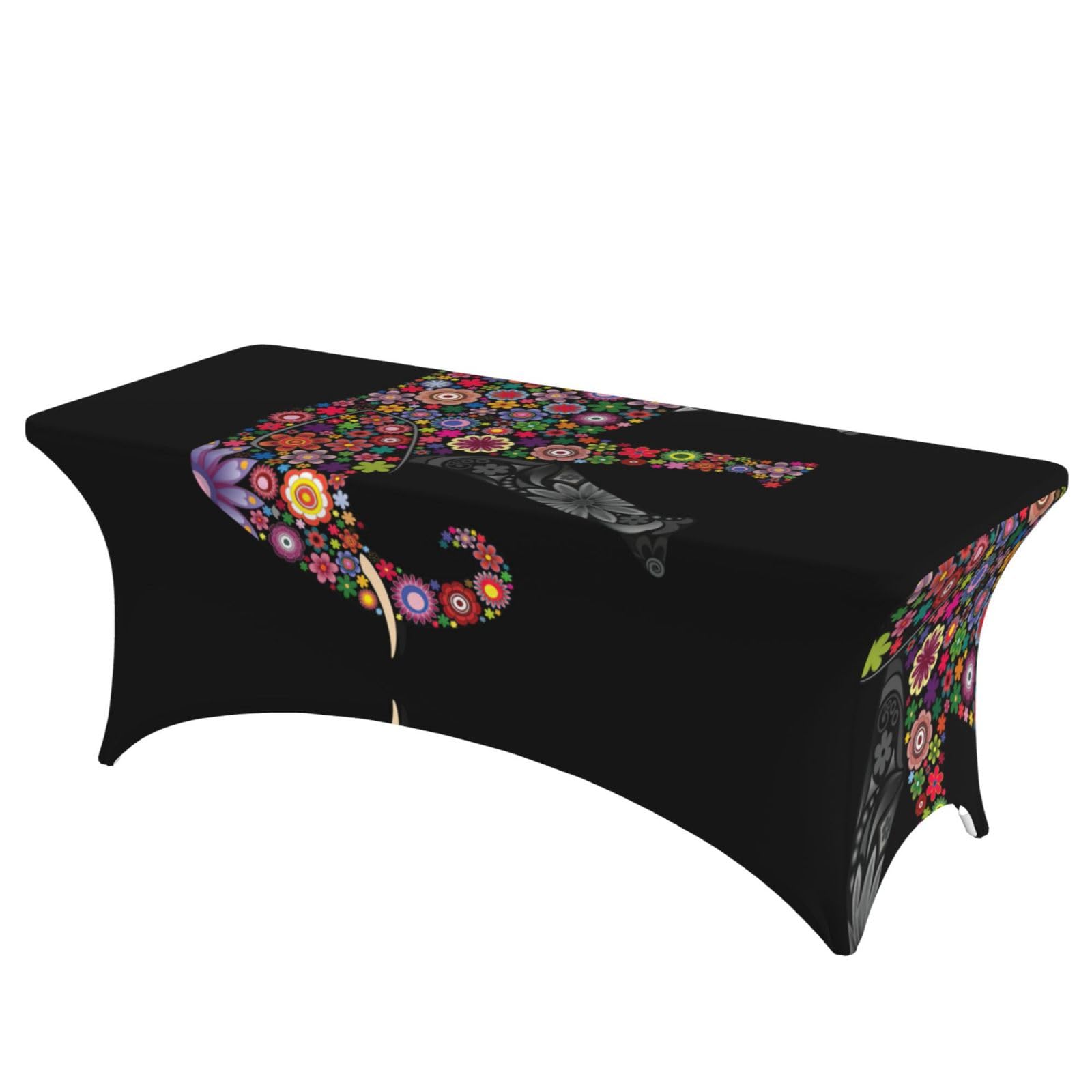 Housse élasthanne table rectangulaire 1,8 m au motif imprimé éléphant chic