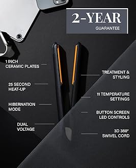 GLAMPALM Hair Straightener 1" Ceramic Flat Iron with Vibrating Plates, Korea's No.1 Professional Salon Tool with 3D Swivel Cord & Dual Voltage, 11 Heat Settings(140°–450°), 25s Fast Heat-Up (GP225)