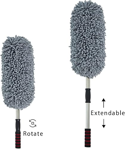 Miniatura 9 de Paquete de 3 plumeros de microfibra para el exterior del automóvil, sin arañazos, mango extensible, para interiores, multiusos para limpieza de