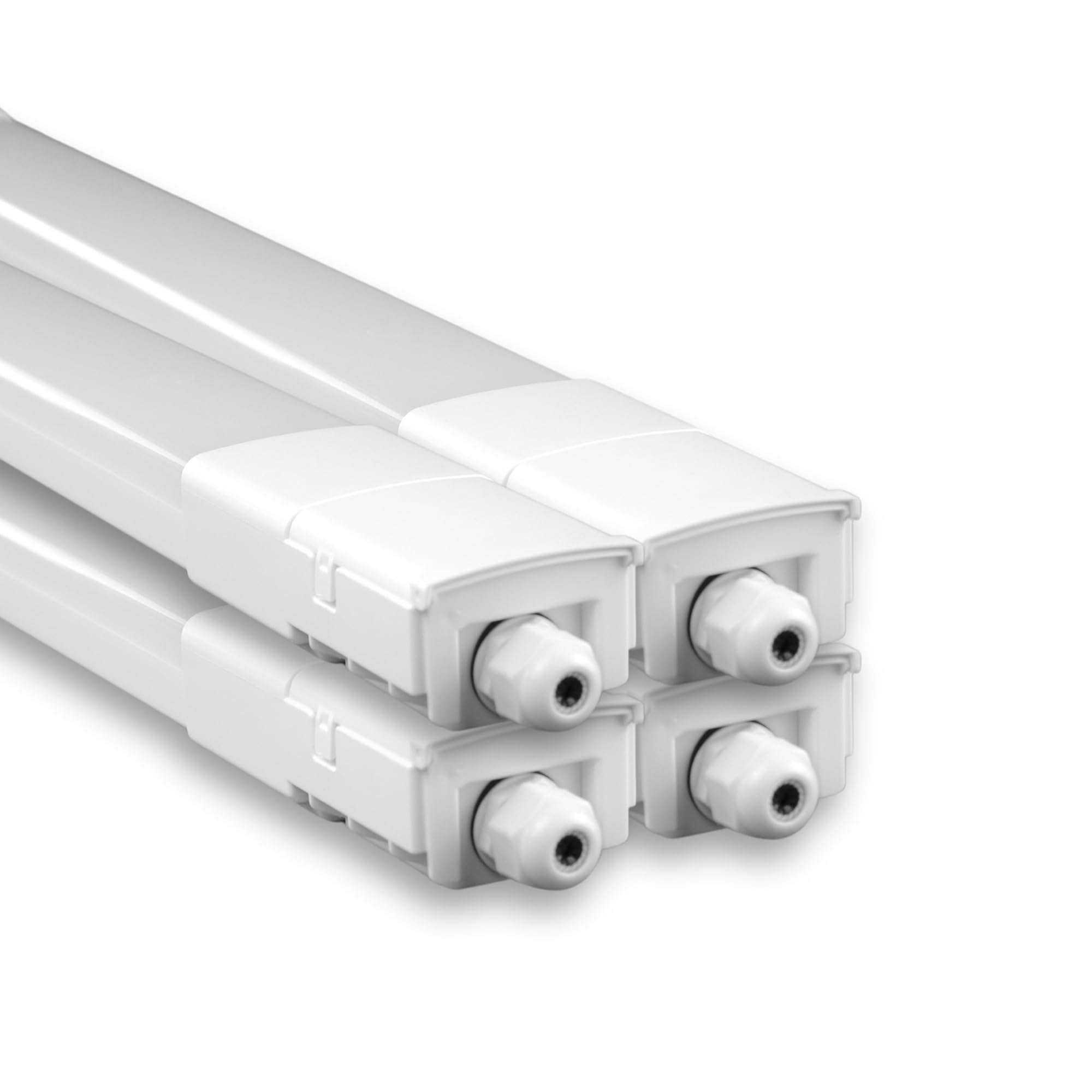 LUXULA 4x LED Feuchtraumleuchte 120 cm, 32W 3680lm, 115lm/W, durchschleifbar, Fast Connector, robuste Wannenleuchte für Garage Keller Werkstatt, gleichmäßige Ausleuchtung, einfache Montage