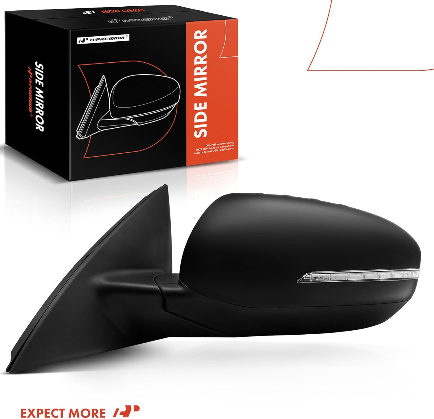 A-Premium Driver Side Power Door Mirror - Compatible with Kia Optima 2011 2012 2013 - Non-Heated Manual Folding Black Outside Rear View Mirror w/Turn Signal - Replace# 87610-2T110