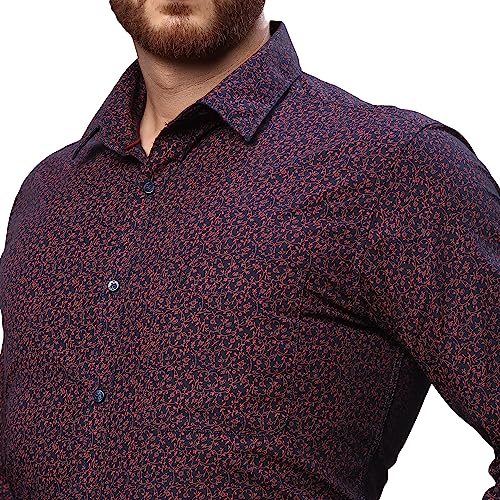 Image of Raymond Men's Pure Cotton Print Pattern Slim Fit Regular Collar Full Sleeve Casual Shirt
