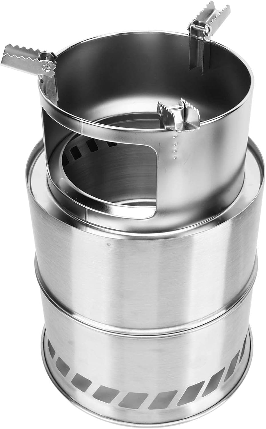 Wood Burning Camping Stove, Stainless Steel Portable Backpacking Wood Stove with Storage Bag, Fast Burning Tent Heater for Outdoor BBQ and Water Boiling
