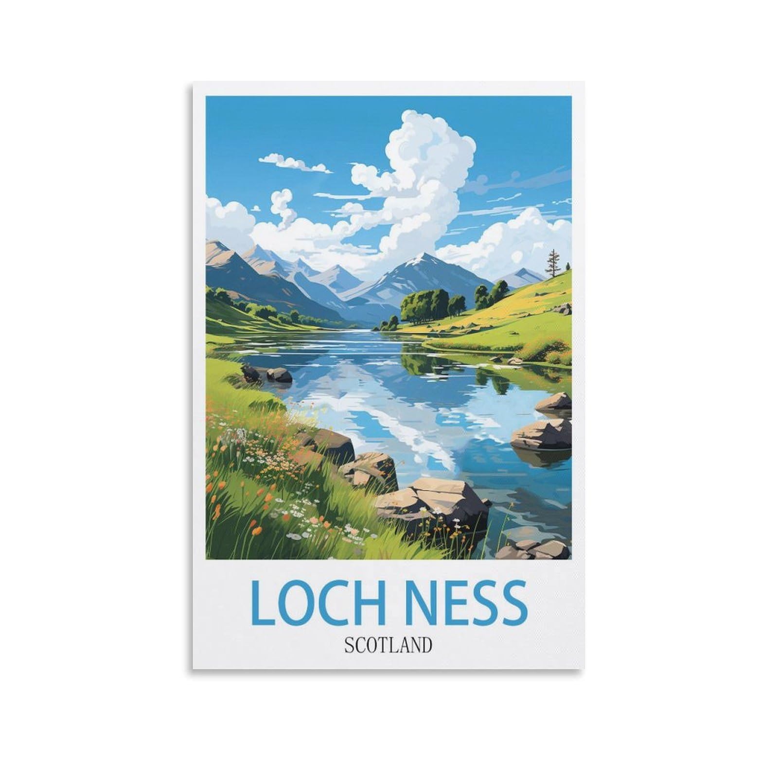 EZMLFA 5D Diamond Art Kits for Beginner,Loch Ness Scotland,DIY Round Full Drill Crystal Art Craft Painting for Home Wall Decor 30x40cm