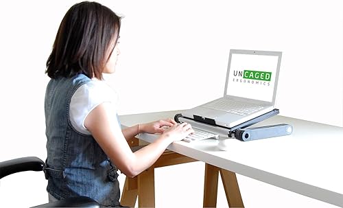 Miniatura 8 de Uncaged Ergonomics WorkEZ luz - Cooler para laptop de aluminio, ergonómico, portable, superligero, soporte para tablets y libros, Negro