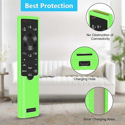 Miniatura 6 de Funda protectora de silicona para Samsung Smart TV Solar Cell Remote Control 2022, para Samsung BN59-01385 BN59-01386 BN59-0139 Marco de batería a