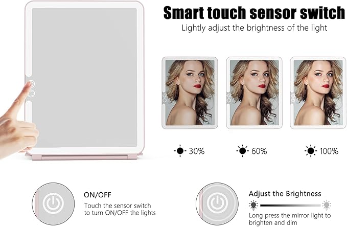 Espejo de Maquillaje WEILY con Luces LED Recargable Rosa miniatura 5