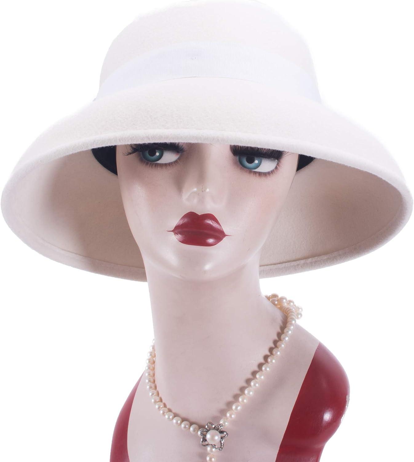 Lawliet Womens Downtown Abbey Vintage Style 100% Wool Felt Church Wide Brim Hat T402