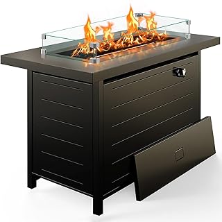 Ciays 42 Inch Gas Fire Pit Table, 60,000 BTU Propane Fire Pits for Outsi...