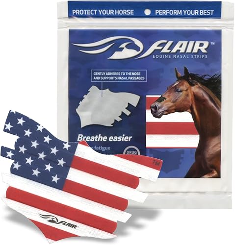 Miniatura 8 de FLAIR Tiras nasales equinas para caballos (morado, paquete de 6), tiras nasales equinas adhesivas y soporte, ayuda de respiración para entrenar