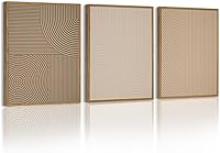 PHOPAGO Minimalist Abstract Framed Wall Art Set of 3 - Modern Boho Neutral Geometric Line Decor for Kitchen Dining Room 11x14in