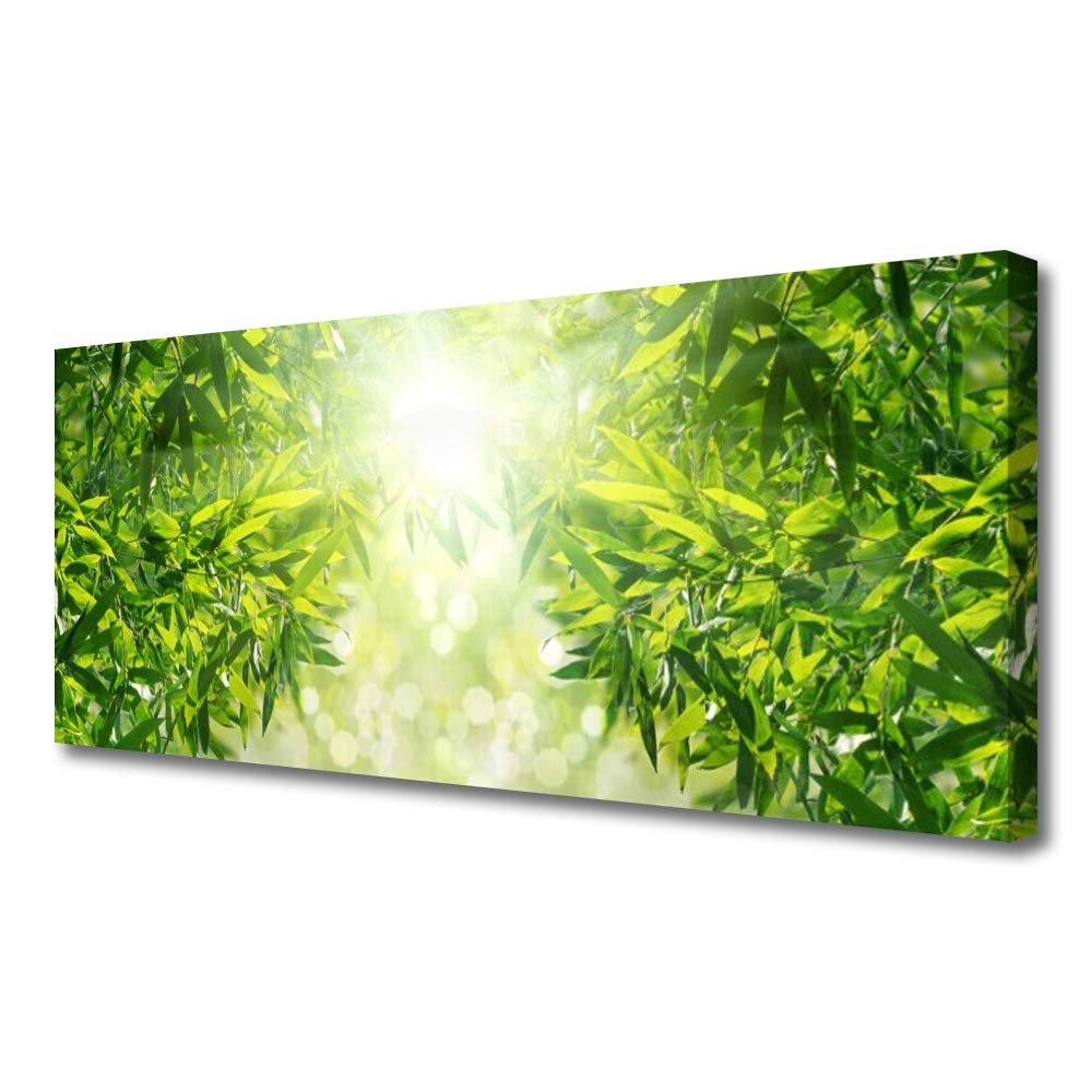 Décoration murale design Tulup 125x50cm avec grand tableau sur toile imprimée feuilles nature
