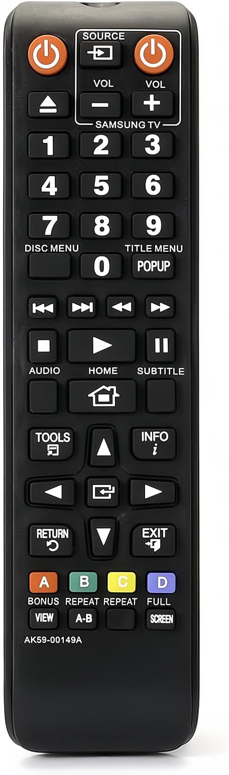 Universal Replacement Remote AK59-00149A for Samsung BDF5100/ZA BD-FM51 BD-FM57C BD-H5100 BD-H5900 BD-HM51 BD-J5100 BD-J5700 BD-J5900 BD-JM51 BD-JM57 BD-JM57C DVD Blu-Ray Disc Player