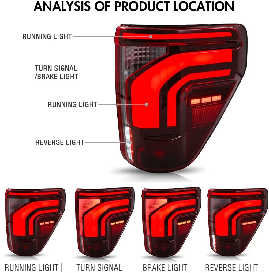 New Tail Lights for Ford F150 2021-2025 Upgrade Taillights Assembly Compatible with F-150 All Models Running Brake Stop Rear Lamp (RED 1 Pair)