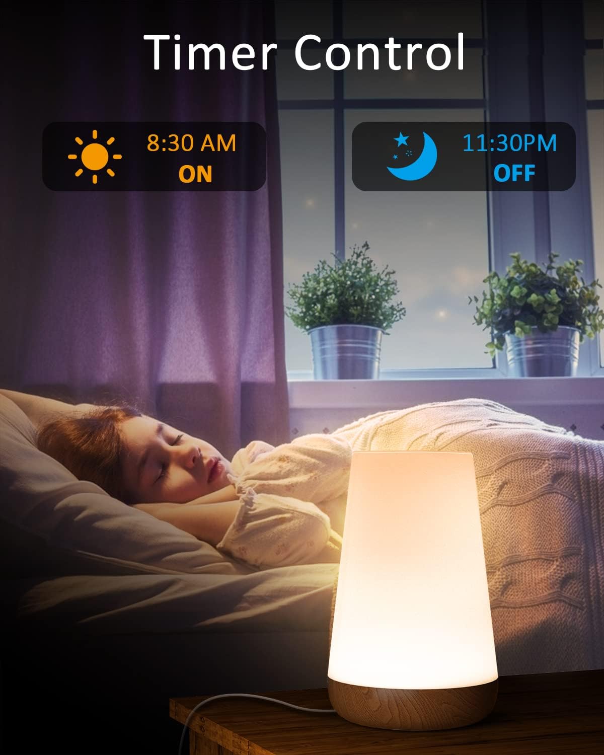 Görvitor Smart Table Lamp, APP Control Dimmable Touch Lamps for Bedrooms Compatible with Alexa & Google Assistant, LED Smart Table Lamp for Nursery Bedside Nightstand