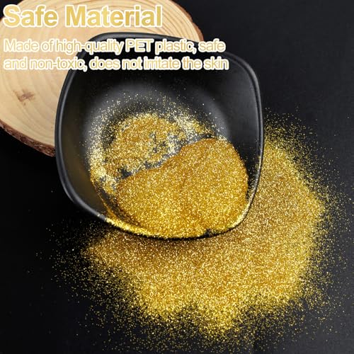 Glitzerpulver zum Basteln, 100g Glitzer Gold, Glitzer zum Weihnachten Basteln Kerzen, Glitzerpulver für Nägel Gesicht DIY Epoxidharz Kartenbasteln