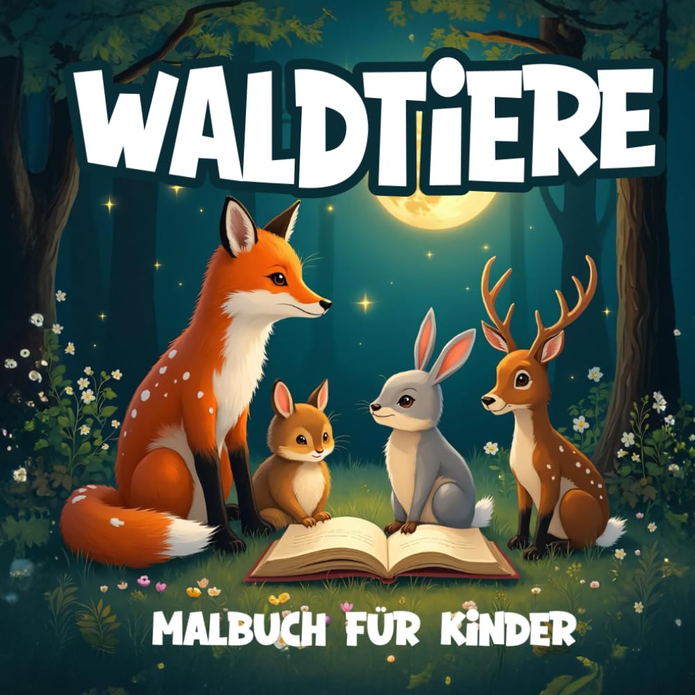 Waldtiere Malbuch für Kinder: Niedliche Tiere aus dem Wald zum Ausmalen