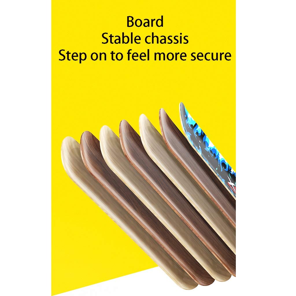 TXTC 6-12 Ans Débutant Skateboard 7 Couches Ponts 31"x8" inch Complete Skate Board en Bois D'érable Longboard for Les Ados Adultes Débutants Filles Garçons (Color : C)
