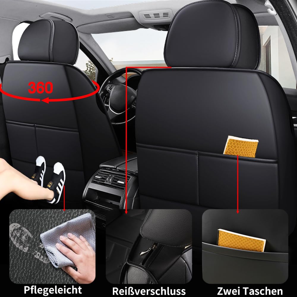Pokrowce na siedzenia samochodowe na przednie siedzenia samochodowe, zestaw 2 szt., pokrowce na siedzenia samochodowe ze skóry, uniwersalny zestaw nadający się do Hyundai Accent Elantra Grand Santa Fe