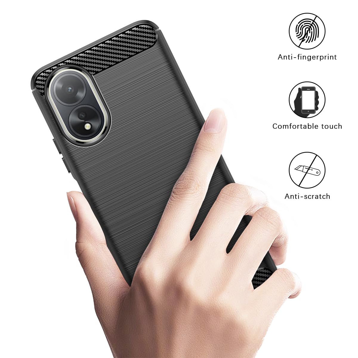 Weiche Silikon-Hülle Mit 2x Schutzfolie Für Oppo A18 4G / A38 4G – Lila, Stoßfest, Anti-Fingerabdruck